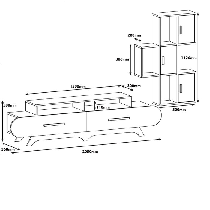 Hanah Home Flora S - Mueble de TV Nogal y Amarillo Hanah Home Flora S - Mueble de TV Nogal y Amarillo